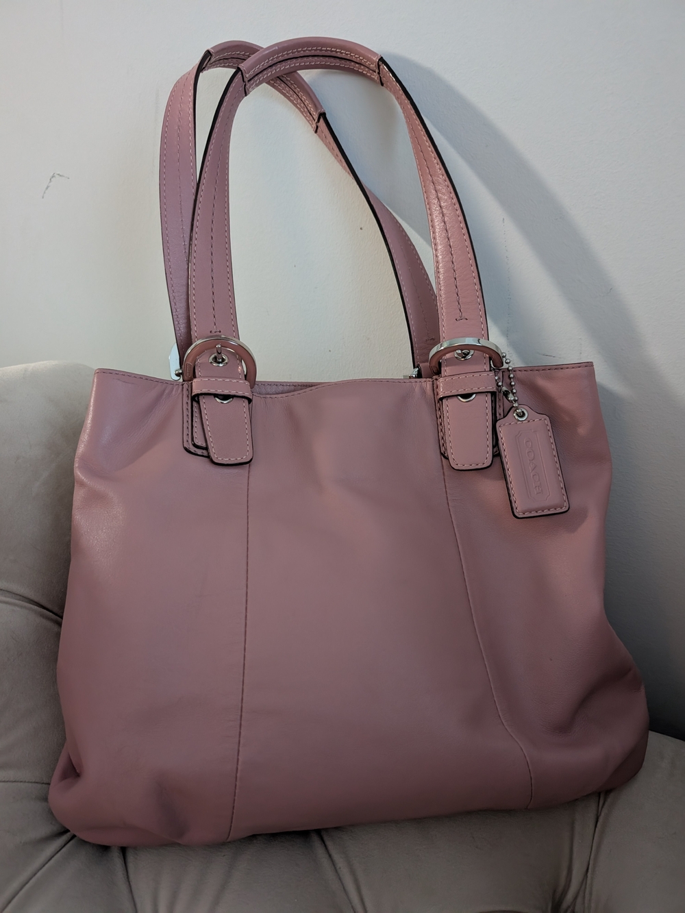 Coach Leather Tote Bag in Dusty Rose - Classic Shoulder Carry